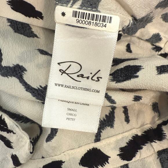 Rails Women's Animal Print Button Down Blouse Cinched Waist Work Wear | Small - Picture 7 of 10